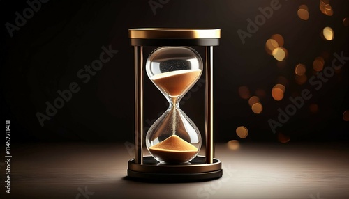 hourglass on black background