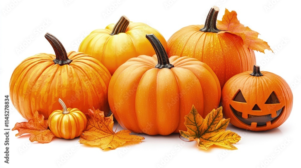 Autumn pumpkins and fall leaves. Autumn pumpkins and fall leaves.