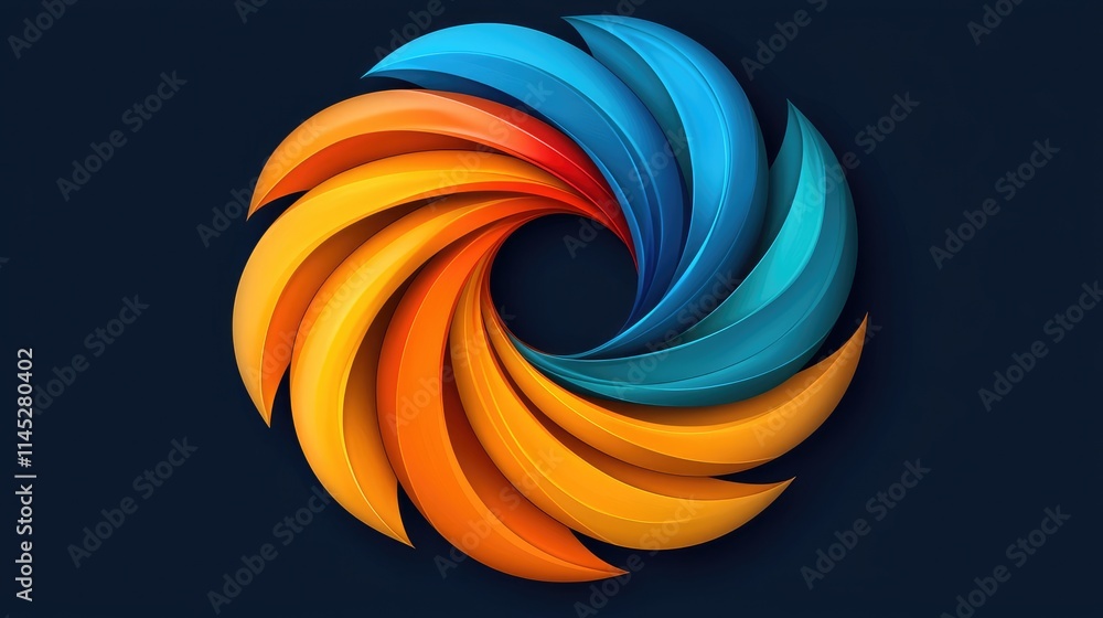 Dynamic circular design composition digital art modern aesthetic vibrant colors abstract concept