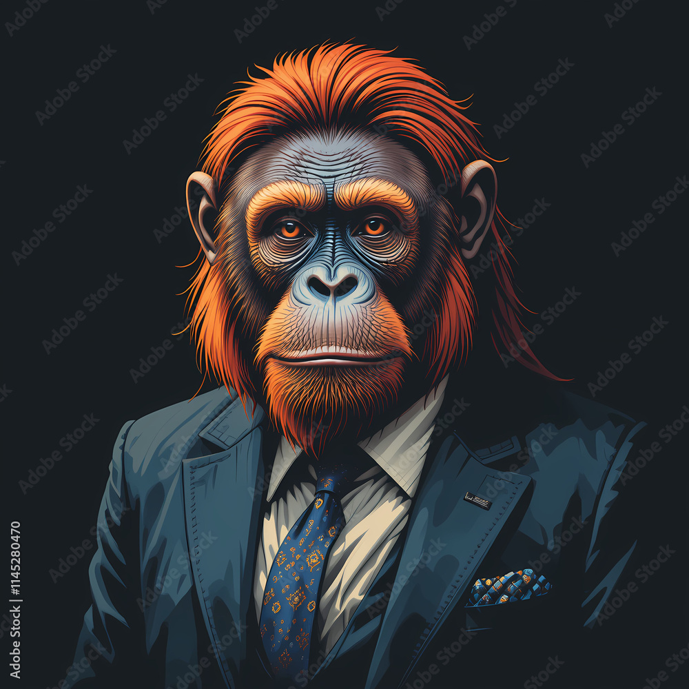 A Powerful Chimpanzee in a Suit: A Striking Portrait of Evolution and Power A Powerful Chimpanzee in a Suit: A Striking Portrait of Evolution and Power