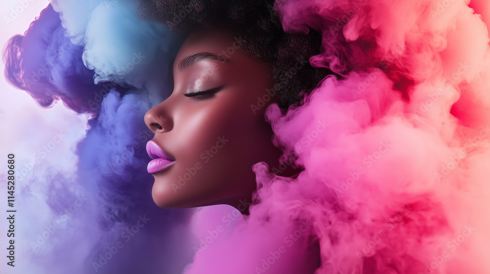 Close-Up Beauty Shot of a Woman with Colorful Smoke Background
Close-Up Beauty Shot of a Woman with Colorful Smoke Background
