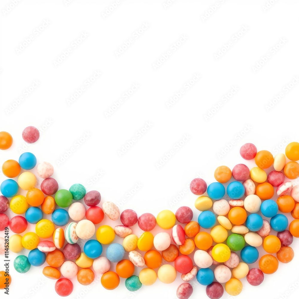 Frame of colorful candy on a white background with space for you frame isolated frame border design background isolated Frame of colorful candy on a white background with space for you frame isolated frame border design background isolated