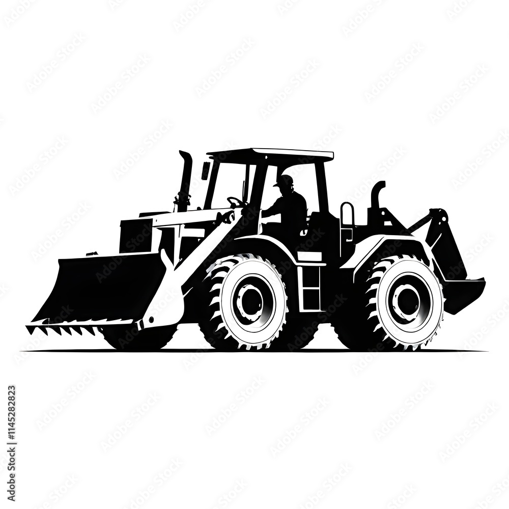 Construction excavator tractor isolated on white Construction excavator tractor isolated on white