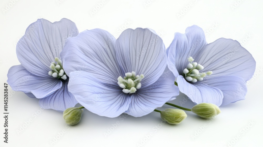 Fototapeta premium Flores azules en fondo blanco