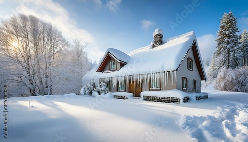 snow covered house