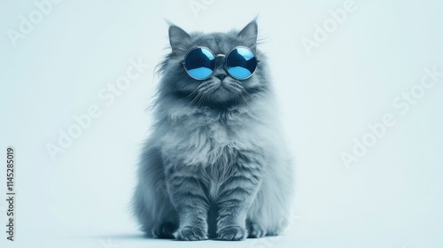 Gato con gafas de sol azules photo