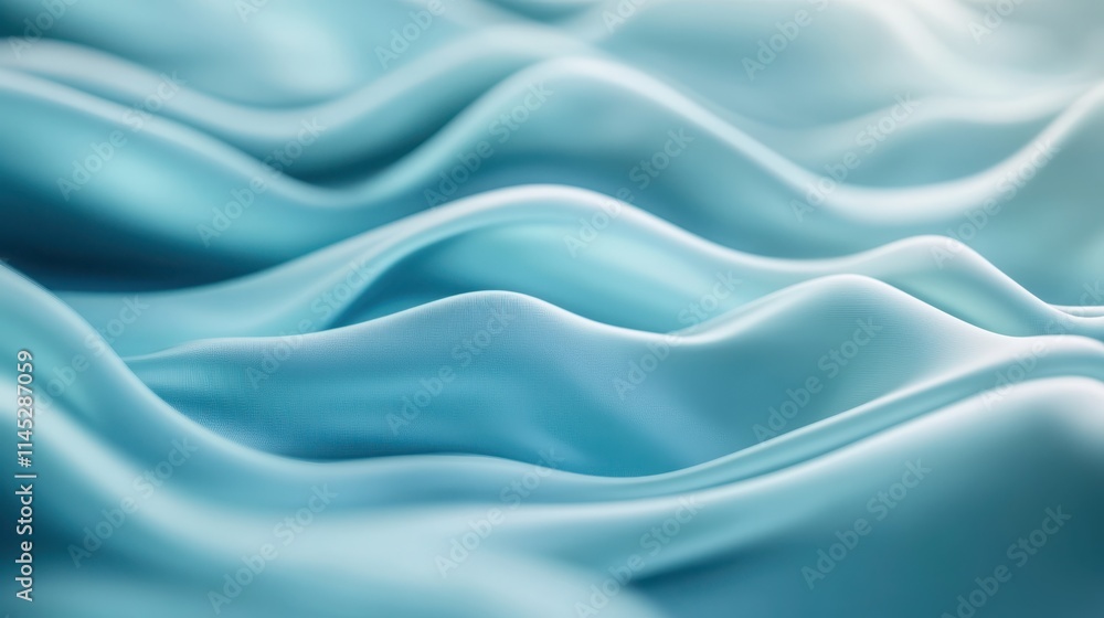 Abstract Blue Silk Fabric Waves Flowing Softly Abstract Blue Silk Fabric Waves Flowing Softly