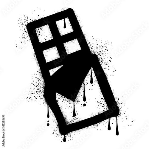 Drawing chocolate bar graffiti with black spray paint