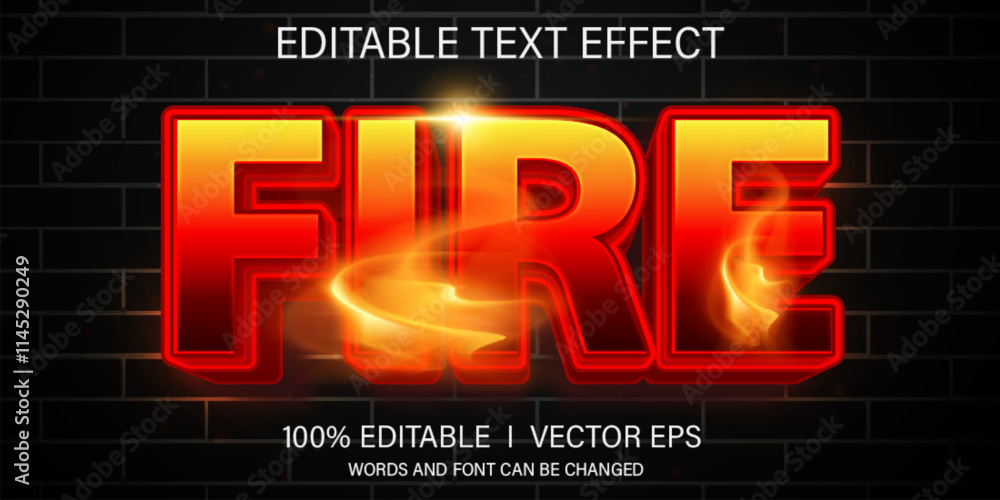 fire vector text effect with modern style design