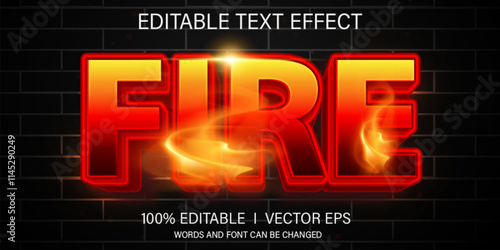 fire vector text effect with modern style design