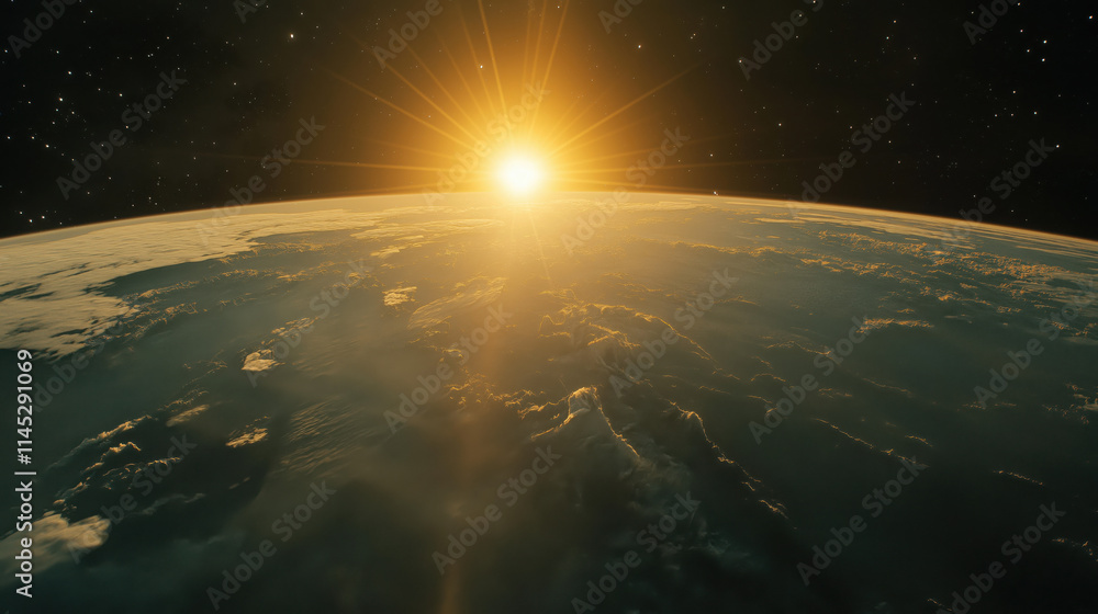 Breathtaking Sunrise from Space: Earth’s Curvature Illuminated by Golden Rays Breathtaking Sunrise from Space: Earth’s Curvature Illuminated by Golden Rays