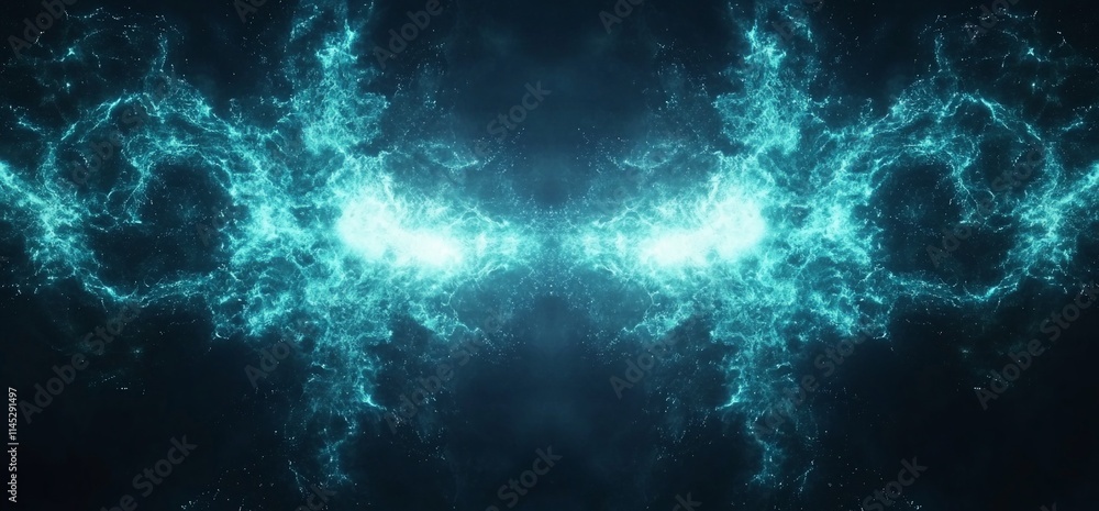 Abstract teal energy swirls forming a demonic face. Abstract teal energy swirls forming a demonic face.