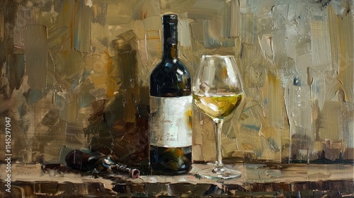 Wine bottles and glasses set together