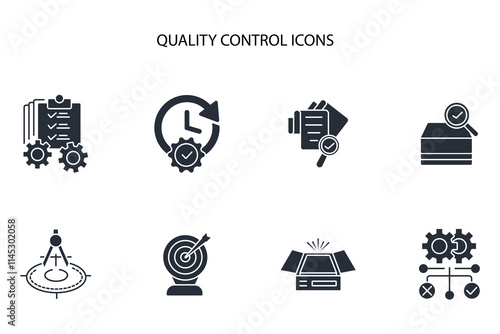 Quality control icon set.vector.Editable stroke.linear style sign for use web design,logo.Symbol illustration.