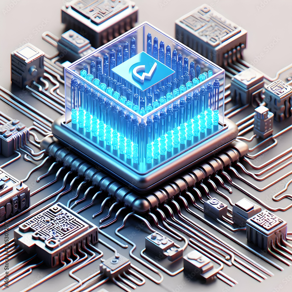 3D Quantum Supercomputer Vote Auditing Macro Shot of Quantum Processor and Circuits 3D Quantum Supercomputer Vote Auditing Macro Shot of Quantum Processor and Circuits