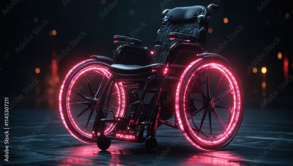 Fototapeta premium Futuristic Wheelchair with Neon Lights