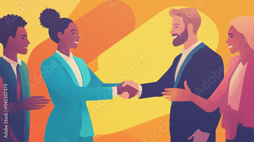 A politician shaking hands with diverse community members, representing unity and collaboration