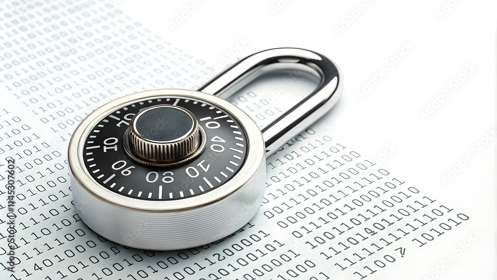 Abstract Digital Lock with Binary Code Background for Cybersecurity Concept Abstract Digital Lock with Binary Code Background for Cybersecurity Concept