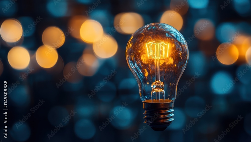 Glowing Lightbulb with a Bokeh Background Glowing Lightbulb with a Bokeh Background