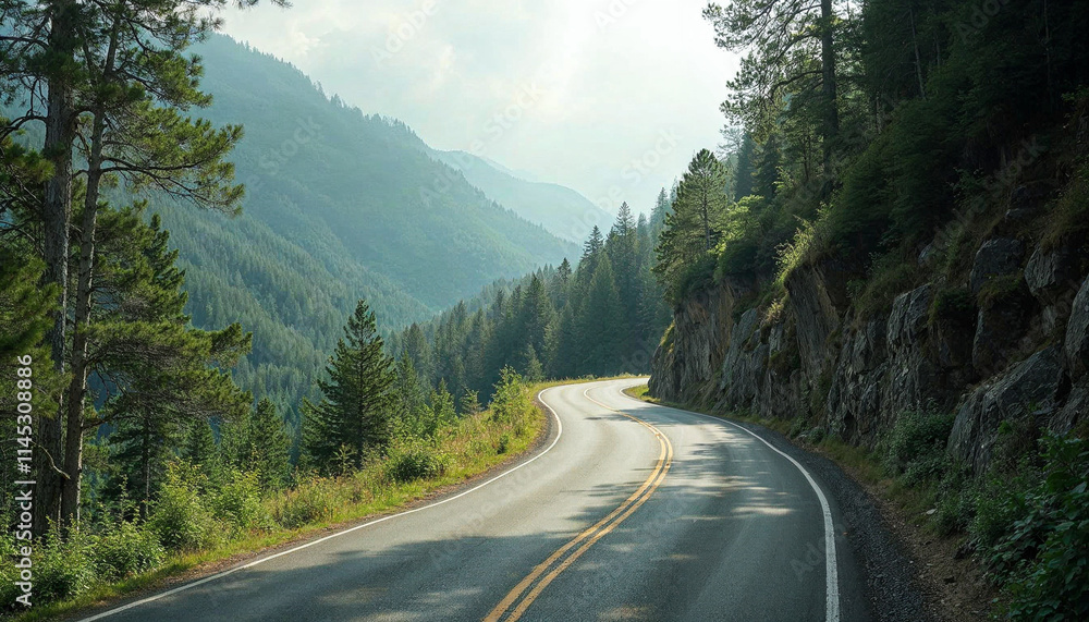 Amazing winding road that climbs upward with lots of greenery Amazing winding road that climbs upward with lots of greenery