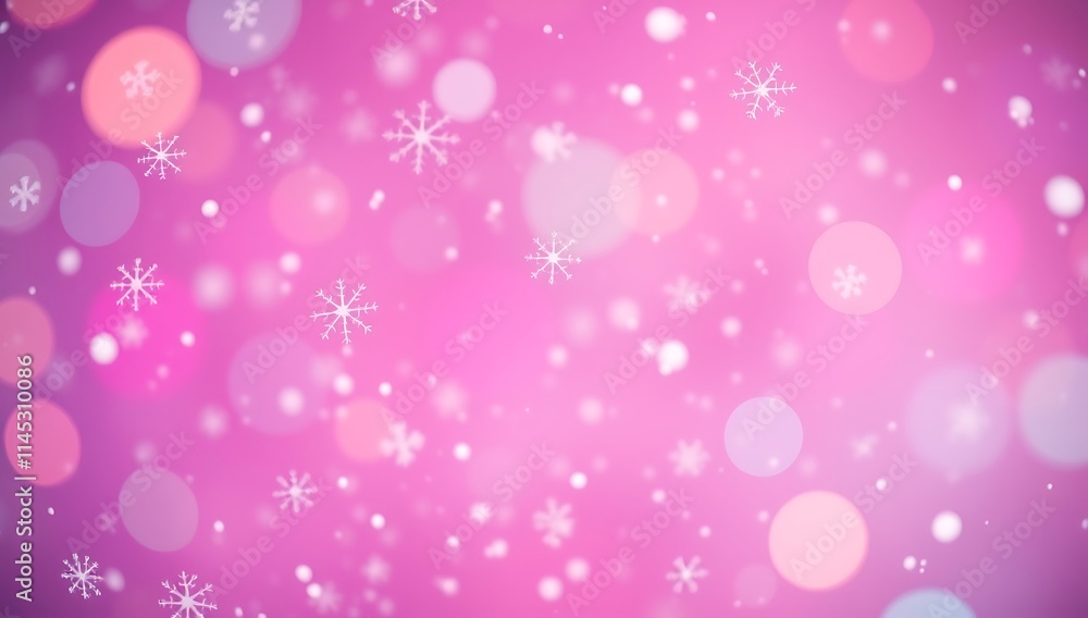 Pink Winter Background with Falling Snowflakes Pink Winter Background with Falling Snowflakes