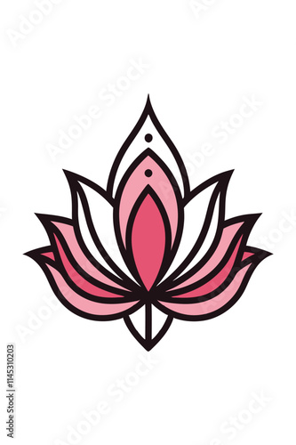 Hand-Drawn Ornamental Lotus Doodle Vector Design.