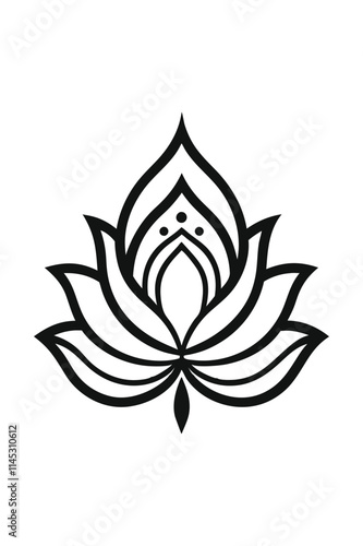 Hand-Drawn Ornamental Lotus Doodle Vector Design.