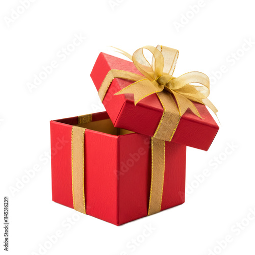 gift box opened with ribbon isolated on transparent png