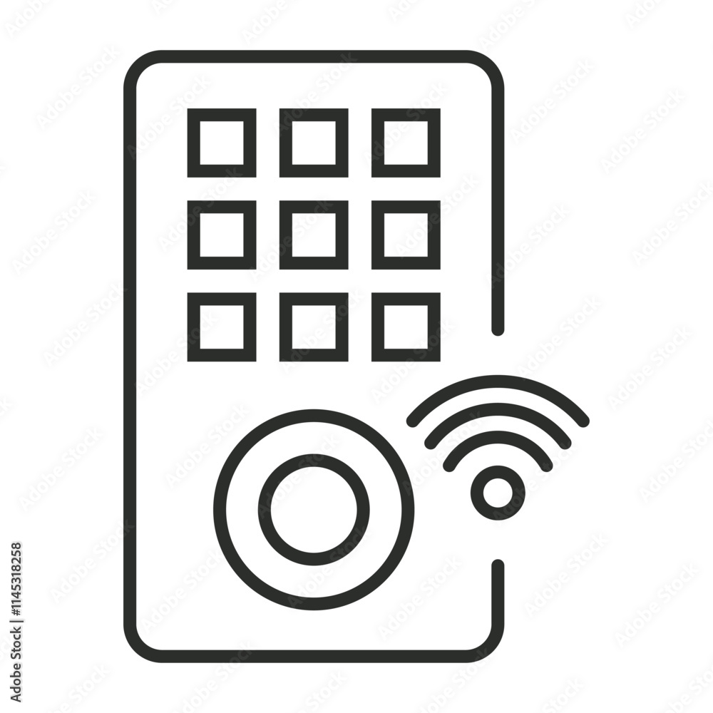 Smart door lock outline icon, editable vector illustration and transparent graphic element. Isolated on white background Smart door lock outline icon, editable vector illustration and transparent graphic element. Isolated on white background