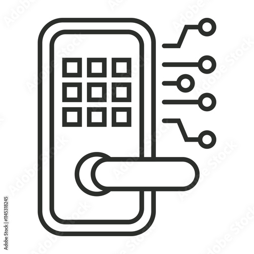 Smart door lock outline icon, editable vector illustration and transparent graphic element. Isolated on white background