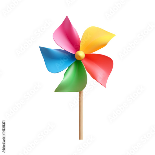 Colorful Pinwheel on Transparent Background