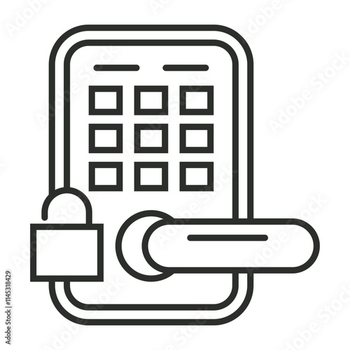 Smart door lock outline icon, editable vector illustration and transparent graphic element. Isolated on white background