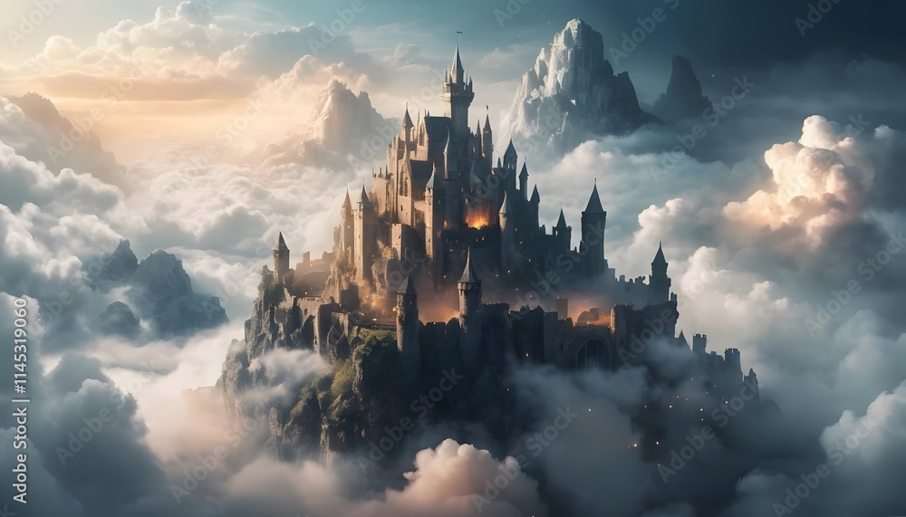 Majestic Castle Above the Clouds: A Fantasy Realm