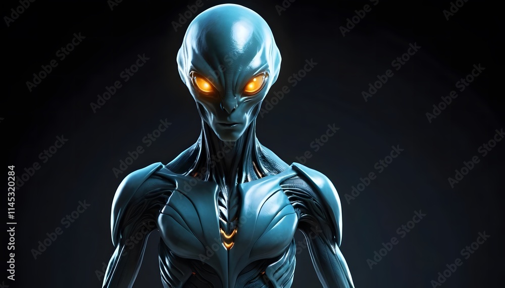 Mysterious Alien Encounter: A Digital Portrait of an Extraterrestrial Being Mysterious Alien Encounter: A Digital Portrait of an Extraterrestrial Being