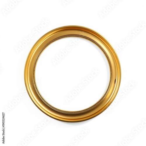 Golden circular frame, metallic sheen, polished brass ring, minimalist jewelry design, seamless loop, warm gold tone, simple elegance, smooth surface, reflective metal, decorative border, empty center