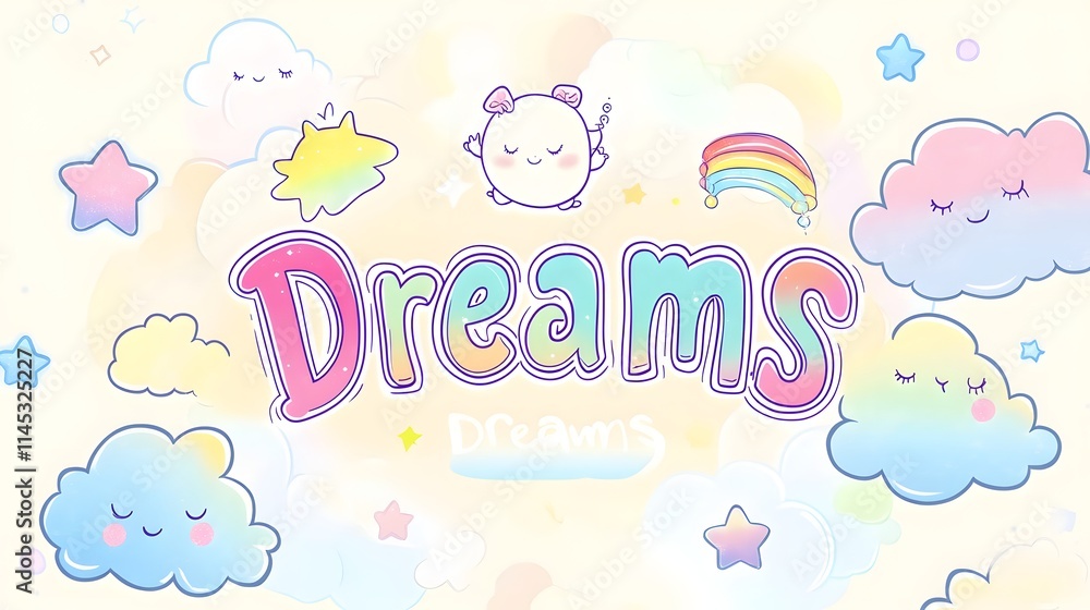 Pastel Dreamscape Featuring Cute Clouds Stars And A Rainbow Pastel Dreamscape Featuring Cute Clouds Stars And A Rainbow