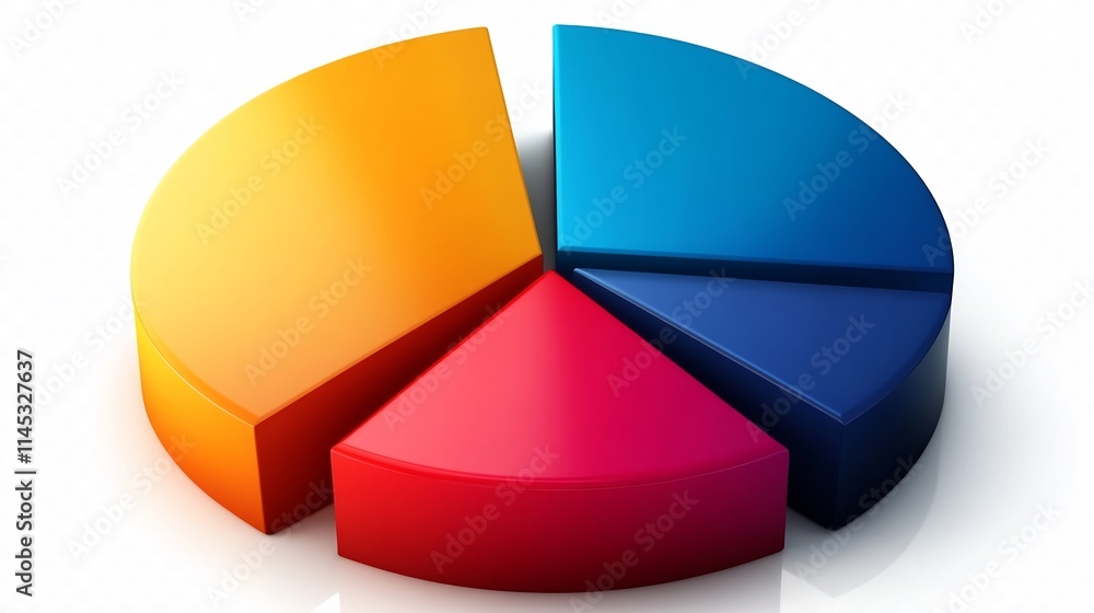 Obraz premium Colorful pie chart icon with three distinct segments isolated on a transparent background great for data visualization or business analytics