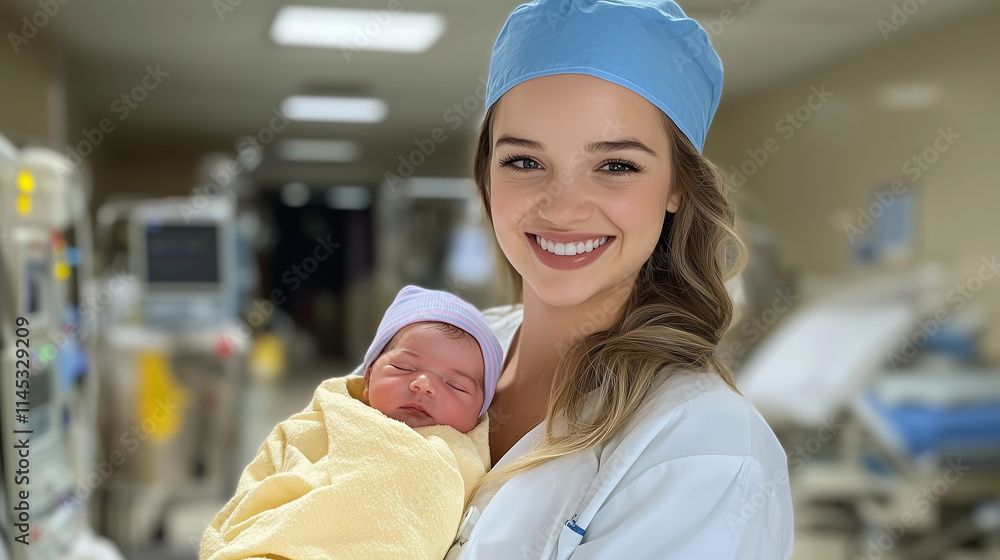 A midwife in clean surgical attire A midwife in clean surgical attire