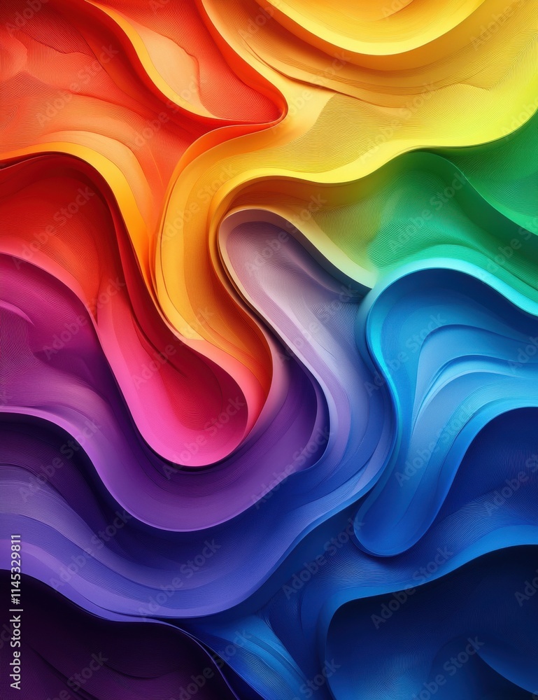 Fototapeta premium Vibrant rainbow colors create a dynamic background celebrating Pride in a unique artistic style