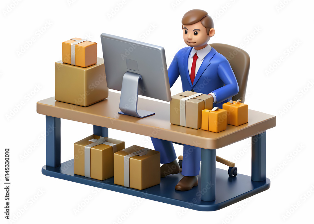 Supply Chain Manager Analyzing Logistics Software in Modern Office Environment Supply Chain Manager Analyzing Logistics Software in Modern Office Environment