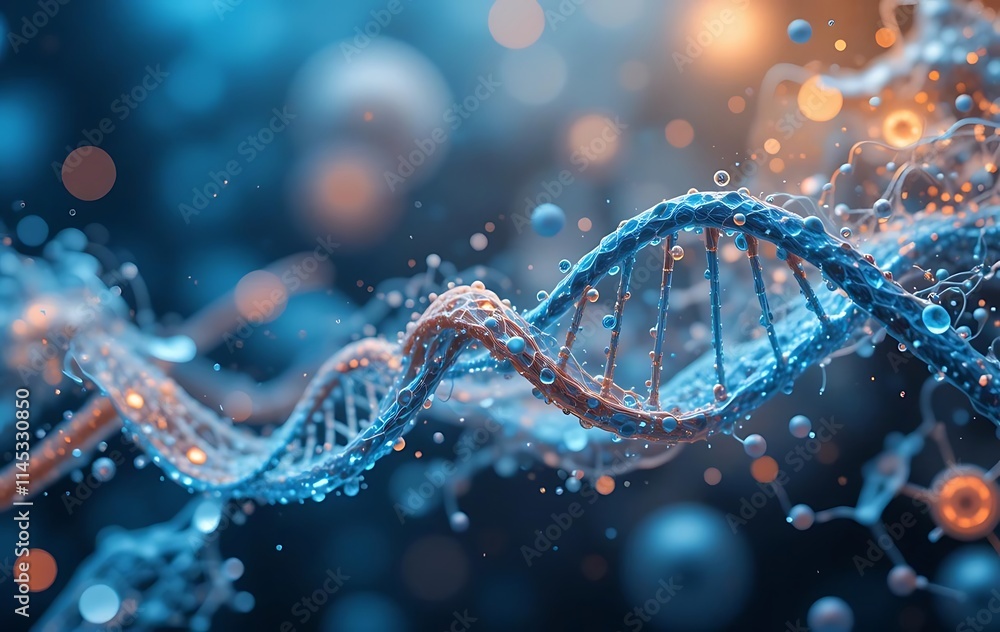Abstract DNA Structure with Molecular Background Abstract DNA Structure with Molecular Background