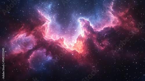 Cosmic starry sky with nebula clouds on a transparent background for adding depth to spacerelated designs photo