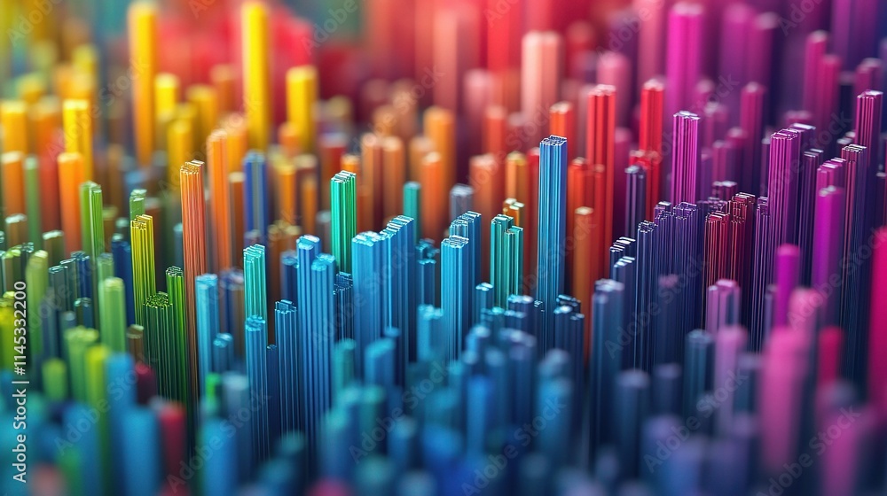 Colorful Abstract Financial Data Visualization in Rainbow Spectrum Colorful Abstract Financial Data Visualization in Rainbow Spectrum
