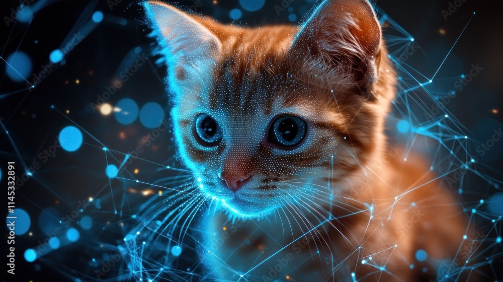 Digital Kitten: A Futuristic Portrait of a Ginger Tabby Digital Kitten: A Futuristic Portrait of a Ginger Tabby