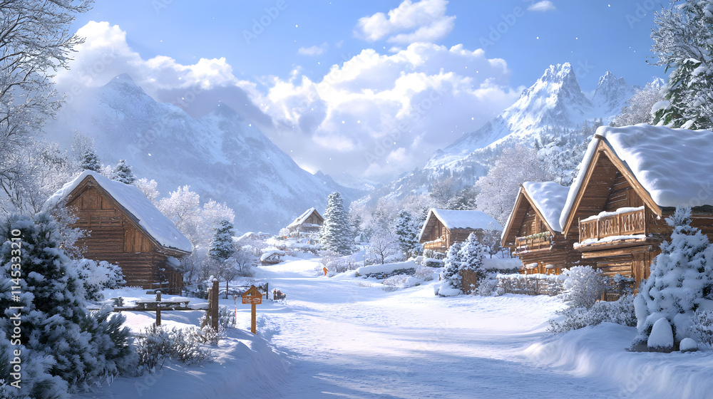 © New Robot - Alpine Serenade: Snowy Chalets Amidst Majestic European Peaks