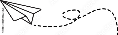 Paper Plane with Dotted Flight Paths