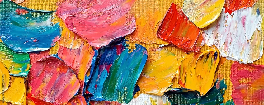 Fototapeta premium Vibrant Abstract Oil Painting with Colorful Brushstrokes and Texture, Ideal for Backgrounds, Art Displays, and Creative Projects