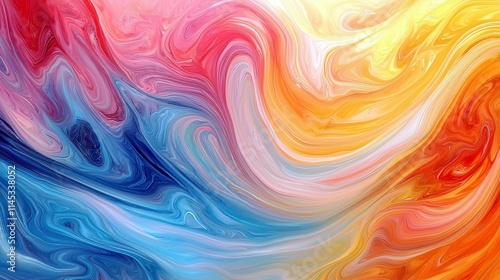 Colorful Abstract Swirling Patterns with Vibrant Hues of Red, Blue and Yellow Perfect for Backgrounds and Artistic Designs