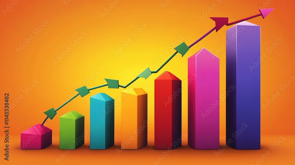 Bright and Colorful Financial Growth Chart with Arrows Bright and Colorful Financial Growth Chart with Arrows