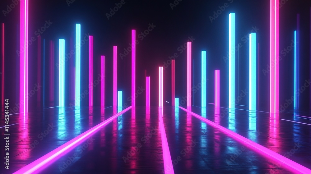 Neon Forex Chart Visualization with Glowing Lines on Dark Background Neon Forex Chart Visualization with Glowing Lines on Dark Background